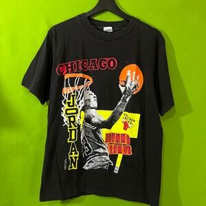 VTG 90s Magic Johnson Ts Michael Jordan Chicago Bulls Slamma Jamma T-Shirt Large